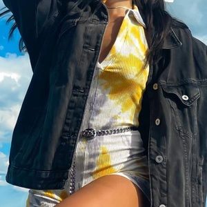 ZARA tie dye polo play suit size small yellow and purple